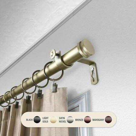 CENTRAL DESIGN 1 in. Cap Curtain Rod with 66 to 120 in. Extension, Gold 100-50-663